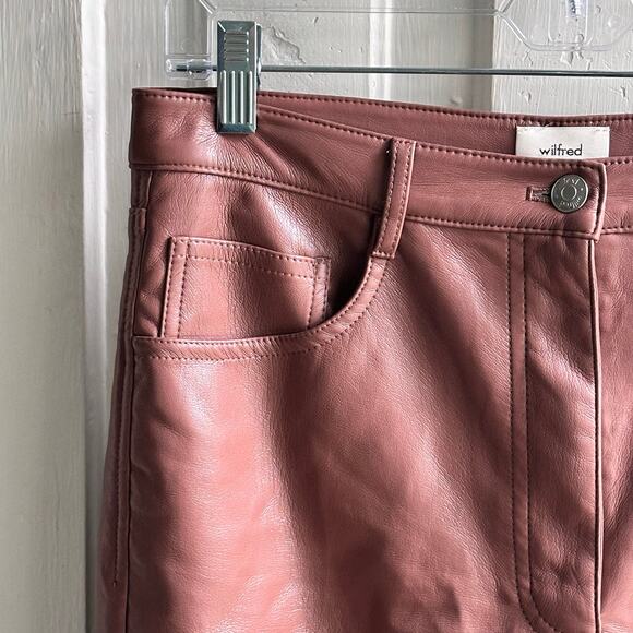 Aritzia Wilfred The Melina Cropped Vegan Leather Pants Cognac Brown - Picture 4 of 9